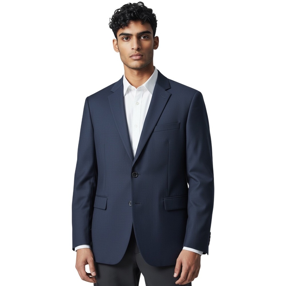 Peter Millar Mens Navy Blue 100% Wool 2 Button Blazer Sport Coat 46T Tall
